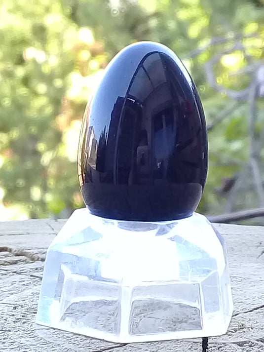 Œuf ’ Tantra Yoni ’ en Obsidienne noire du Mexique Grade A ++++ Petit modèle Œuf 