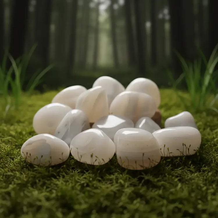 Agate Blanche naturelle Brésil calcédoine blanche lithothérapie sérénité profonde paix intérieure purification chakra couronne apaisement émotionnel