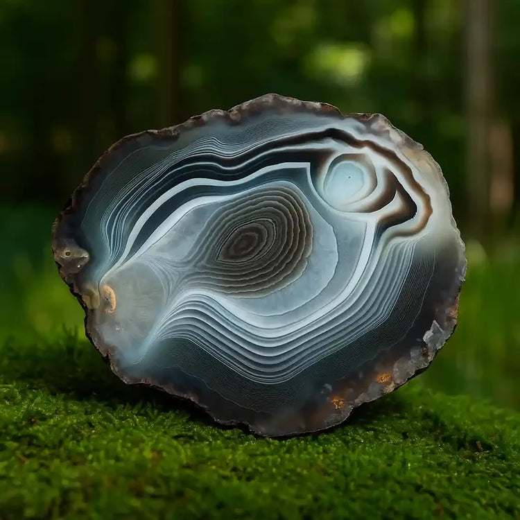 Agate naturelle Botswana Afrique bandes délicates lithothérapie stabilité intérieure réconfort émotionnel apaisement profond créativité douce calme