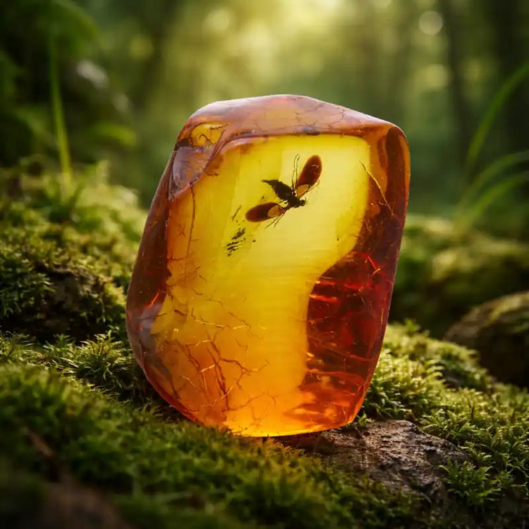 Ambre naturel mer Baltique résine fossile teintes chaudes dorées lithothérapie vitalité protection douce énergie solaire apaisement chaleur