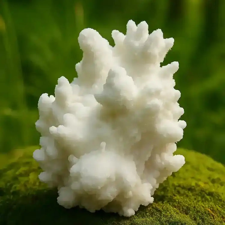 Aragonite Blanche Espagne vertus purification aurique harmonisation énergétique paix profonde ancrage doux lithothérapie chakra couronne racine