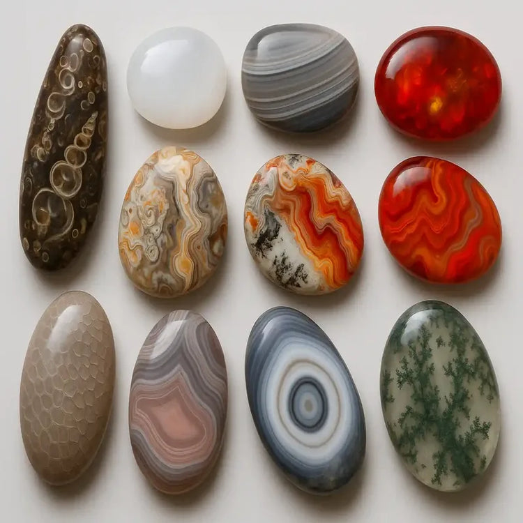 Variétés d'Agates multicolores guide comparatif lithothérapie bienfaits physiques émotionnels propriétés énergétiques chakras associés choix pierre