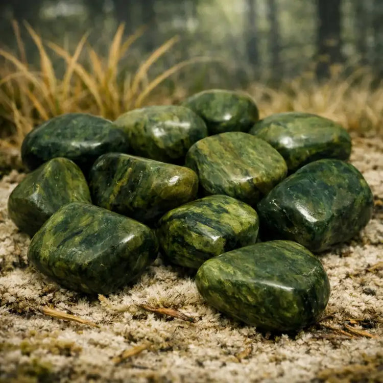 Jaspe Vert naturel d'Oural Russie pierre lithothérapie ancrage chakra racine régénération physique connexion Terre