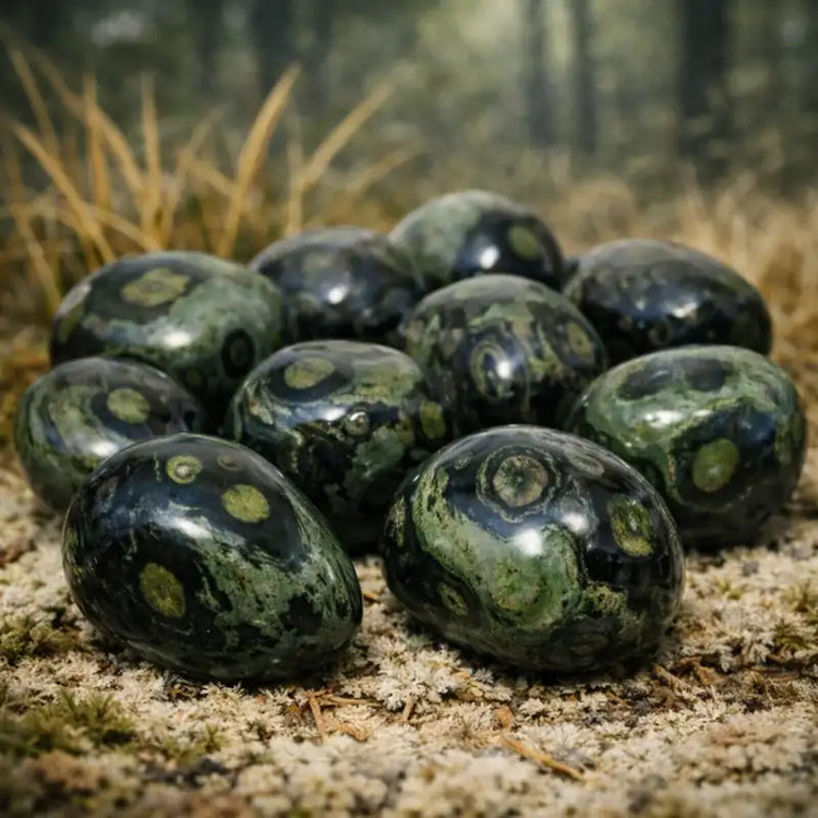 Jaspe Vert Kambaba naturel Afrique du Sud pierre ancestrale lithothérapie ancrage terrestre chakra racine régénération cellulaire énergies primordiales