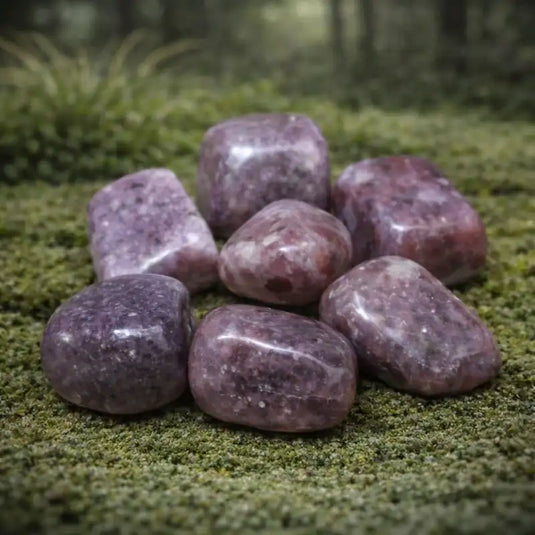 Lépidolite naturelle mica violet République tchèque lithothérapie anti-stress calme mental chakra couronne libération émotionnelle lithium naturel