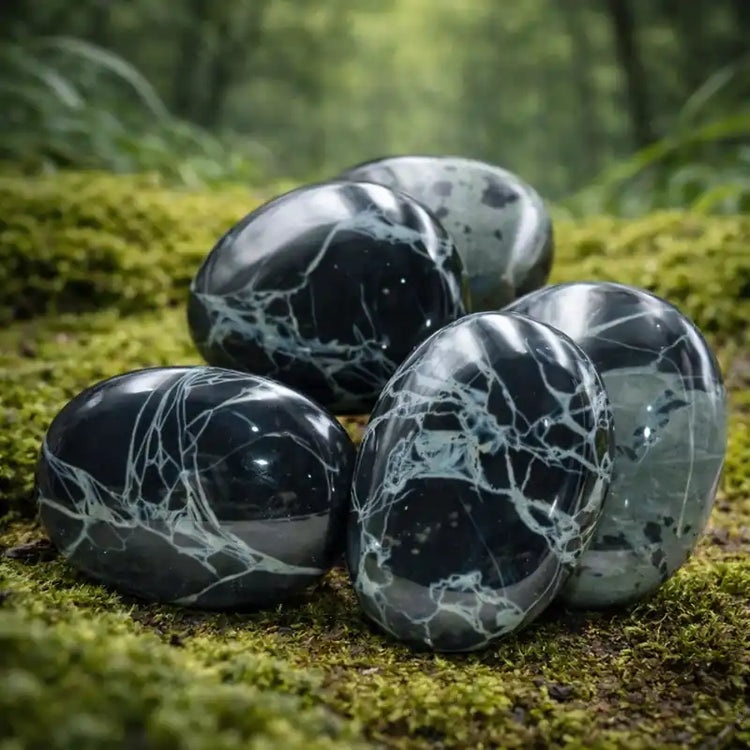 Obsidienne Spider naturelle Mexique motifs toile d'araignée lithothérapie libération peurs intuition profonde transformation métamorphique protection