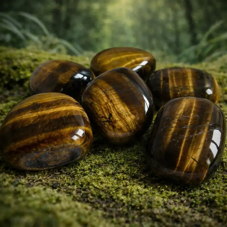 Œil de Tigre naturel Afrique du Sud chatoyance dorée brun lithothérapie confiance en soi force intérieure ancrage chakra plexus solaire protection