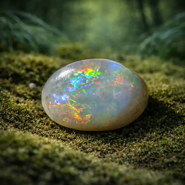 Opale Blanche naturelle Australie opalescence laiteuse lithothérapie innocence renouvelée lumière intérieure paix spirituelle pureté clarté chakra couronne