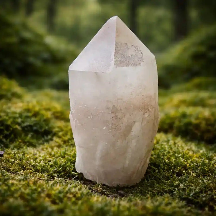 Quartz Bougie Brésil cristal ancien transparent forme bougie lithothérapie sagesse ancestrale accès archives cosmiques mémoire akashique chakra couronne