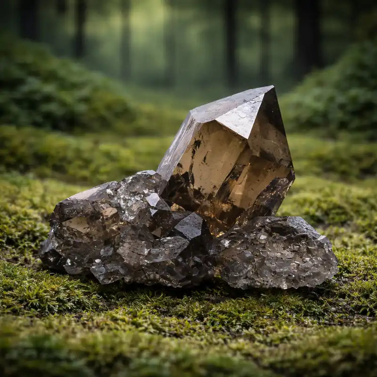 Quartz Fumé Alpes Suisse cristal fumé brun lithothérapie bouclier protection énergétique ancrage profond purification chakra racine stabilité