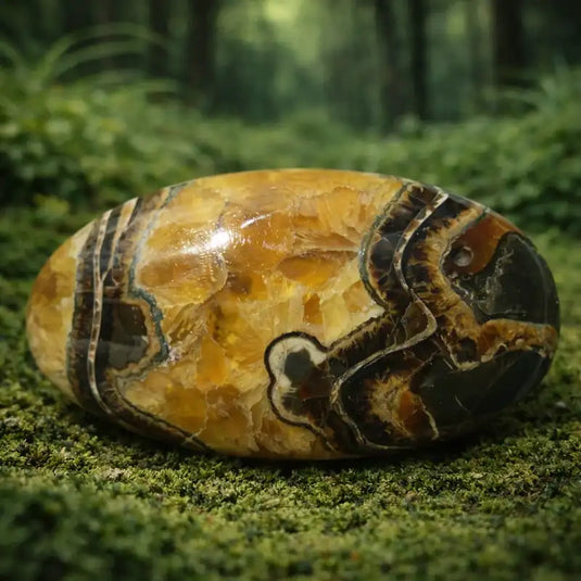 Simbircite Russie jaune marron vertus sagesse ancestrale libération blocages émotionnels dissolution peurs stimulation mémoire équilibre intérieur lithothérapie chakra plexus