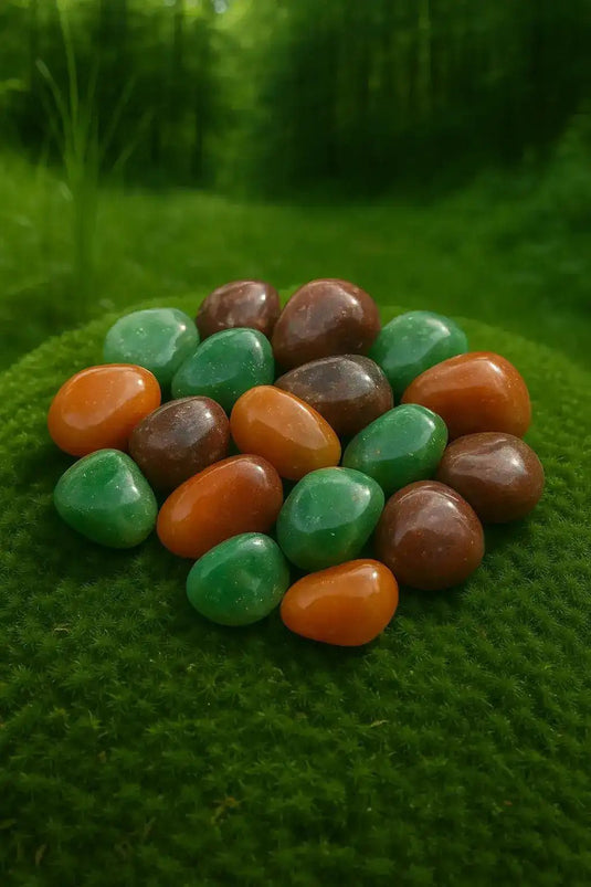 Mélange d'aventurine verte, rouge, orange-Collection