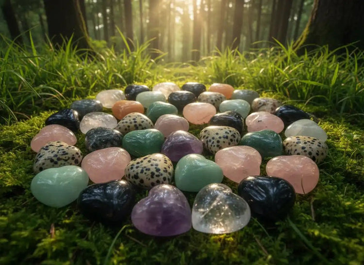 Cœurs de cristal sur fond de nature - Collection