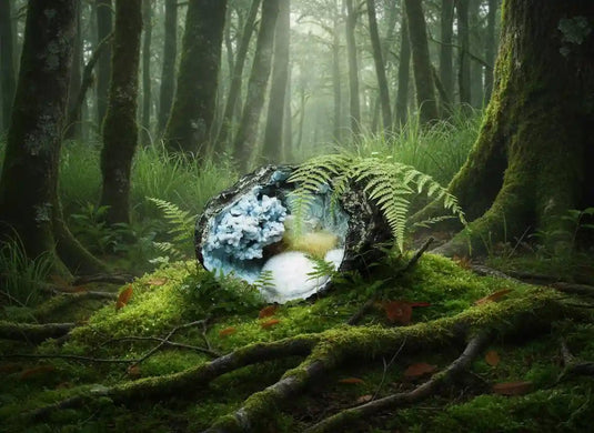 Géode minérale sur fond nature - Collection