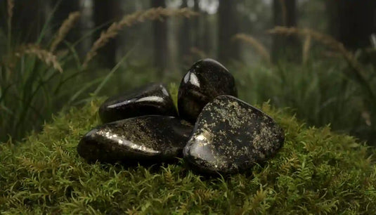 Jade Lémurien du Pérou - Jade Néphrite noir à inclusions de Pyrite - Pierre ancestrale de lithothérapie pour sagesse spirituelle et connexion aux mémoires lémurienne