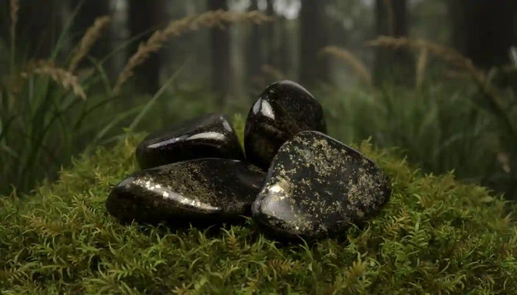 Jade Lémurien du Pérou - Jade Néphrite noir à inclusions de Pyrite - Pierre ancestrale de lithothérapie pour sagesse spirituelle et connexion aux mémoires lémurienne