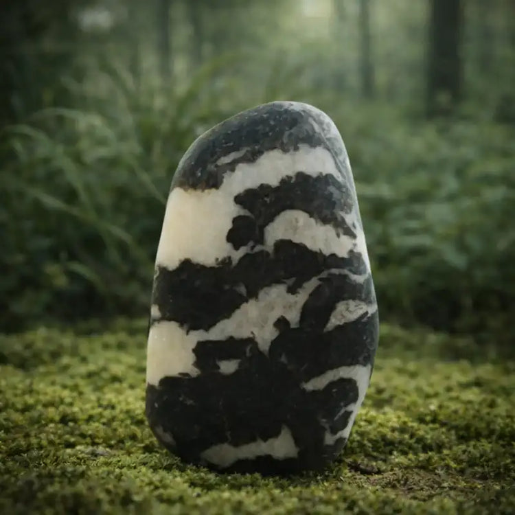 Pierre de Jaspe Zèbre du Brésil motifs noir et blanc lithothérapie équilibre émotionnel optimisme harmonisation yin-yang
