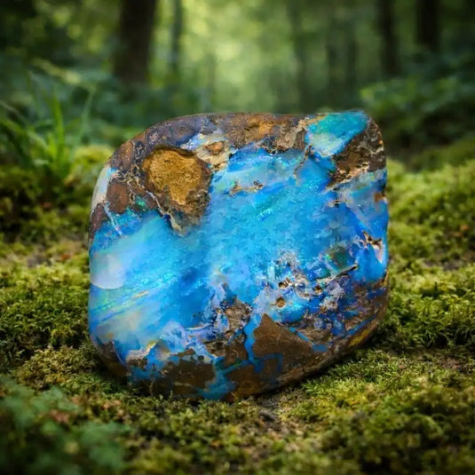 Pierre Opale Boulder Australie matrice ferrugineuse lithothérapie ancrage terrestre créativité sauvage équilibre émotionnel chakra racine sacré stabilité