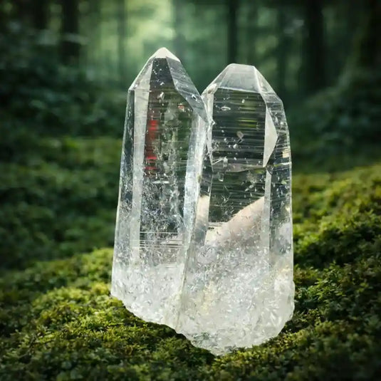Pierre Quartz Jumeaux Tantriques du Brésil cristaux doubles parallèles lithothérapie union sacrée relation consciente harmonie couple chakra cœur sacré