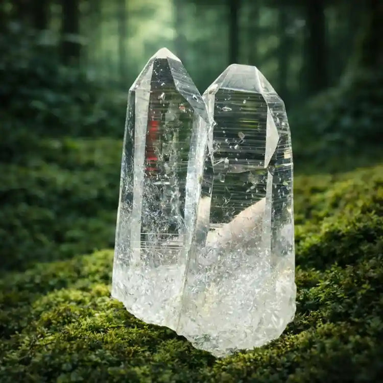 Pierre Quartz Jumeaux Tantriques du Brésil cristaux doubles parallèles lithothérapie union sacrée relation consciente harmonie couple chakra cœur sacré