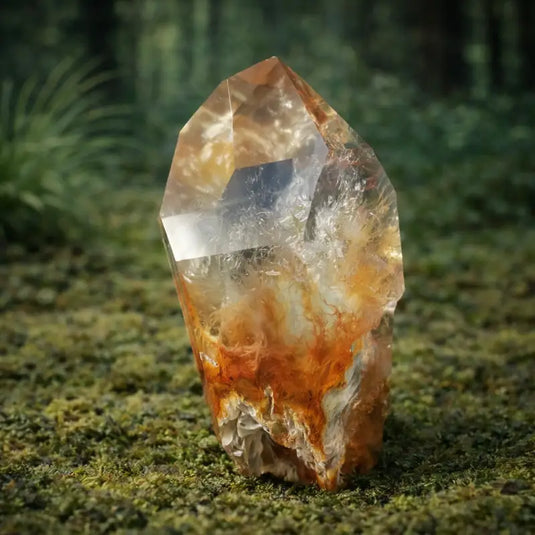 Quartz Queue de Coq du Brésil rouge orange rare vertus lithothérapie connexion spirituelle profonde intuition accrue éveil conscience harmonisation chakras