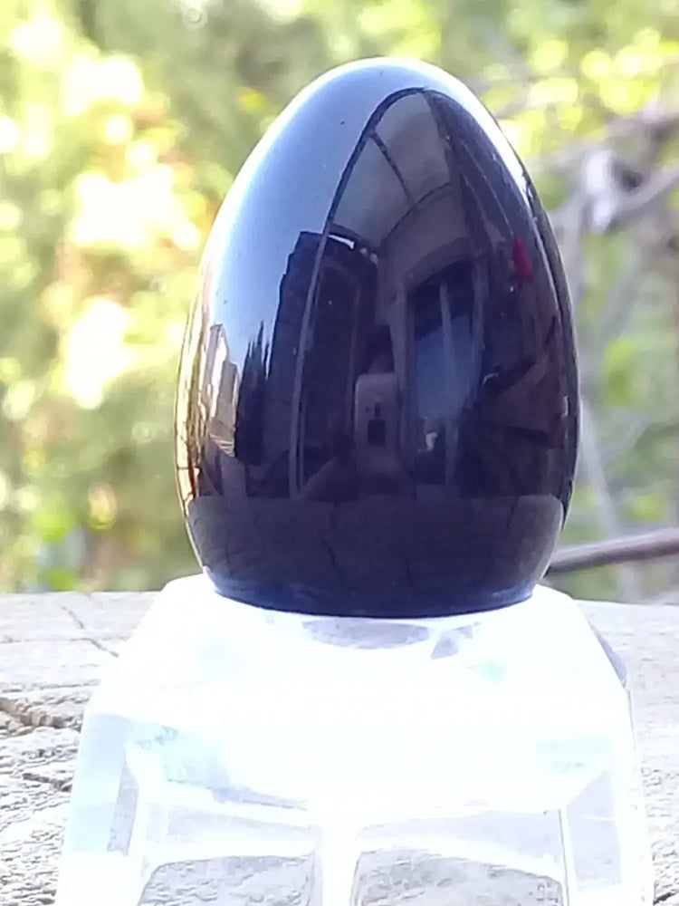 Œuf Tantra Yoni en Obsidienne noire du Mexique Petit modèle
