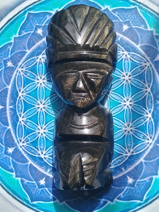 Statuette Inca En Obsidienne Dorée Grade A ++++ Statuette Inca En Obsidienne Dorée Grade A ++++