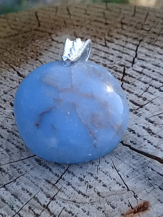Angélite pendentif Grade A ++++ avec bélière en argent 925 Angélite pendentif