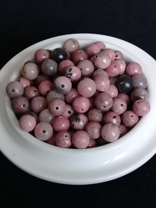 Rhodonite du Brésil perle Grade A++++ Prix perle à l’unité Diamètre 8mm Rhodonite du Brésil perles 8mm