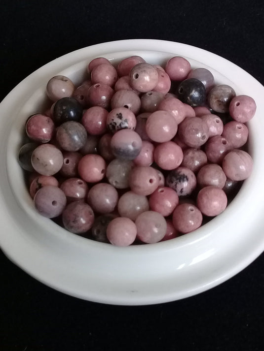 Rhodonite du Brésil perle Grade A++++ Prix perle à l’unité Diamètre 8mm Rhodonite du Brésil perles 8mm