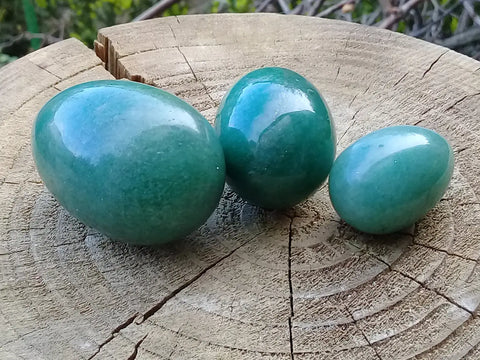Tantra Yoni Egg in Green Aventurine from Brazil Kit 3 sizes