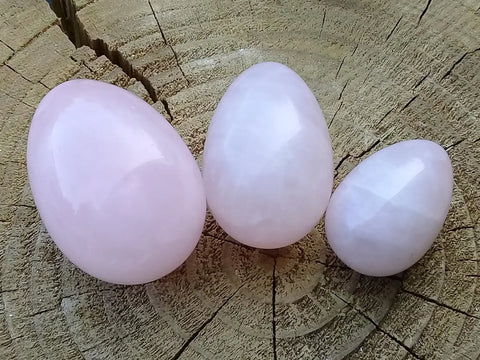 Tantra Yoni Egg in Rose Quartz from Brazil Kit 3 sizes