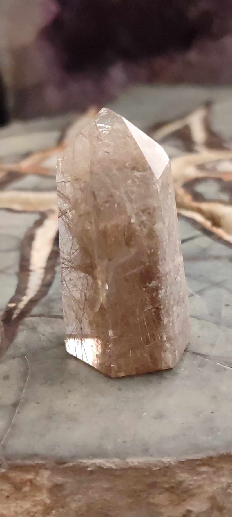 Chargez l&#39;image dans la visionneuse de la galerie, Quartz Lodolite à inclusions de rutile du brésil colonne Grade A++++ Quartz rutile Dans la besace du p&#39;tit Poucet (Boutique Officielle)
