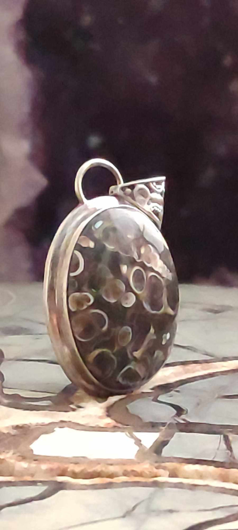 Chargez l&#39;image dans la visionneuse de la galerie, Agate Turitelle d&#39;Uruguay, pendentif monté sur Argent 925 Grade A++++ Agate Turitelles fossile pendentif Dans la besace du p&#39;tit Poucet (Boutique Officielle)
