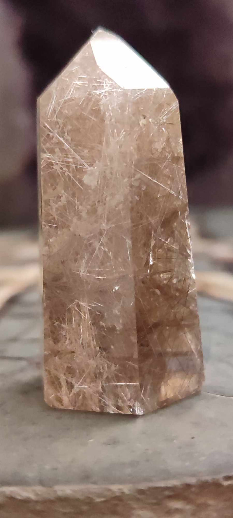 Chargez l&#39;image dans la visionneuse de la galerie, Quartz Lodolite à inclusions de rutile du brésil colonne Grade A++++ Quartz rutile Dans la besace du p&#39;tit Poucet (Boutique Officielle)
