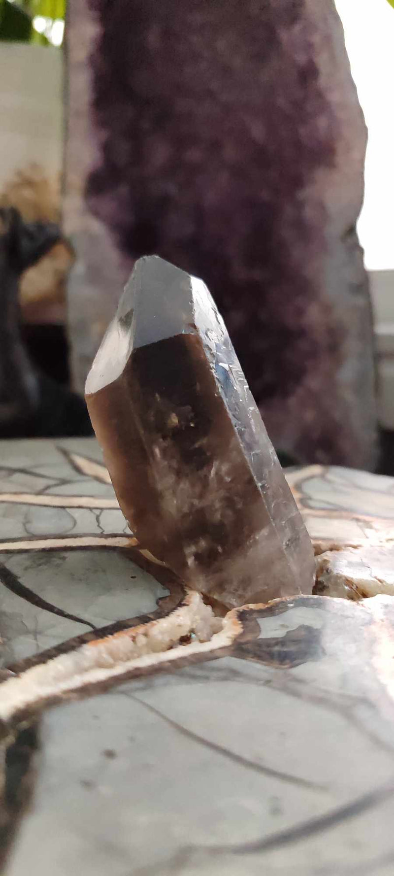 Chargez l&#39;image dans la visionneuse de la galerie, Quartz fumé du Brésil pointe brute Grade A++++ Quartz fumé pointe brute Dans la besace du p&#39;tit Poucet (Boutique Officielle)
