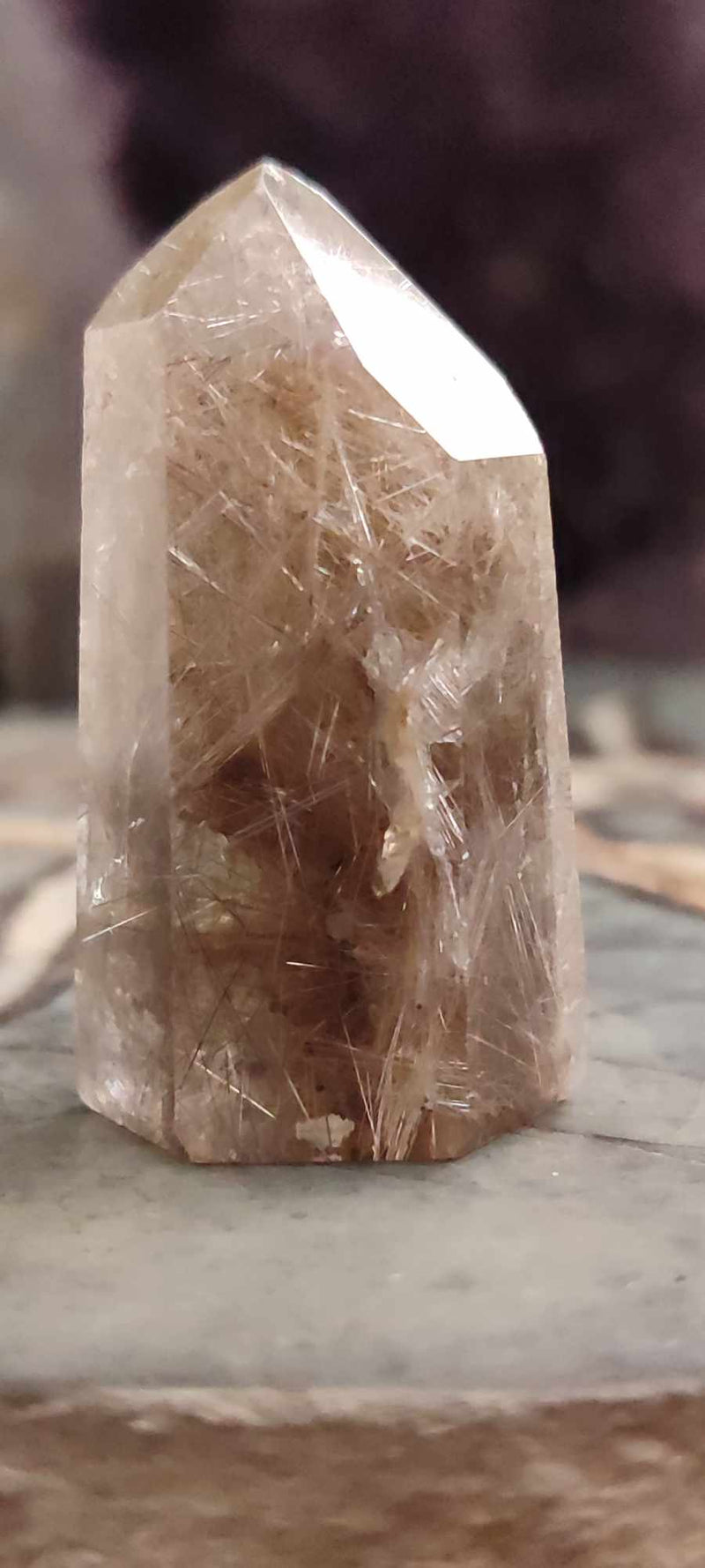 Chargez l&#39;image dans la visionneuse de la galerie, Quartz Lodolite à inclusions de rutile du brésil colonne Grade A++++ Quartz rutile Dans la besace du p&#39;tit Poucet (Boutique Officielle)
