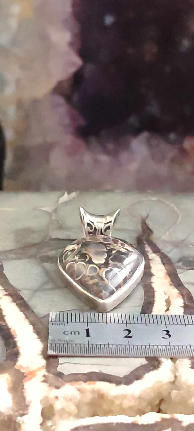 Chargez l&#39;image dans la visionneuse de la galerie, Agate Turitelle d&#39;Uruguay pendentif monté sur argent 925 Grade A++++ Agate Turitelles fossile pendentif Dans la besace du p&#39;tit Poucet (Boutique Officielle)
