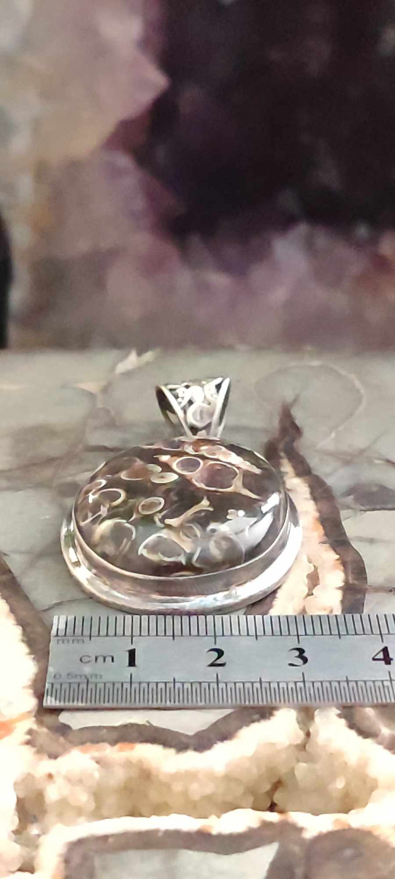 Chargez l&#39;image dans la visionneuse de la galerie, Agate Turitelle d&#39;Uruguay, pendentif monté sur Argent 925 Grade A++++ Agate Turitelles fossile pendentif Dans la besace du p&#39;tit Poucet (Boutique Officielle)
