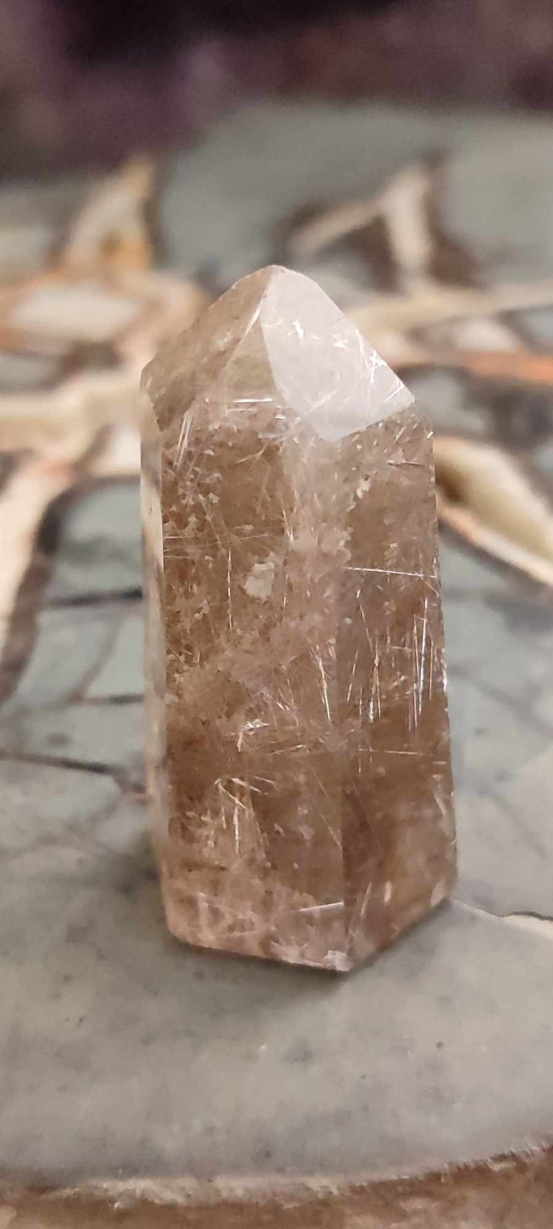 Chargez l&#39;image dans la visionneuse de la galerie, Quartz Lodolite à inclusions de rutile du brésil colonne Grade A++++ Quartz rutile Dans la besace du p&#39;tit Poucet (Boutique Officielle)
