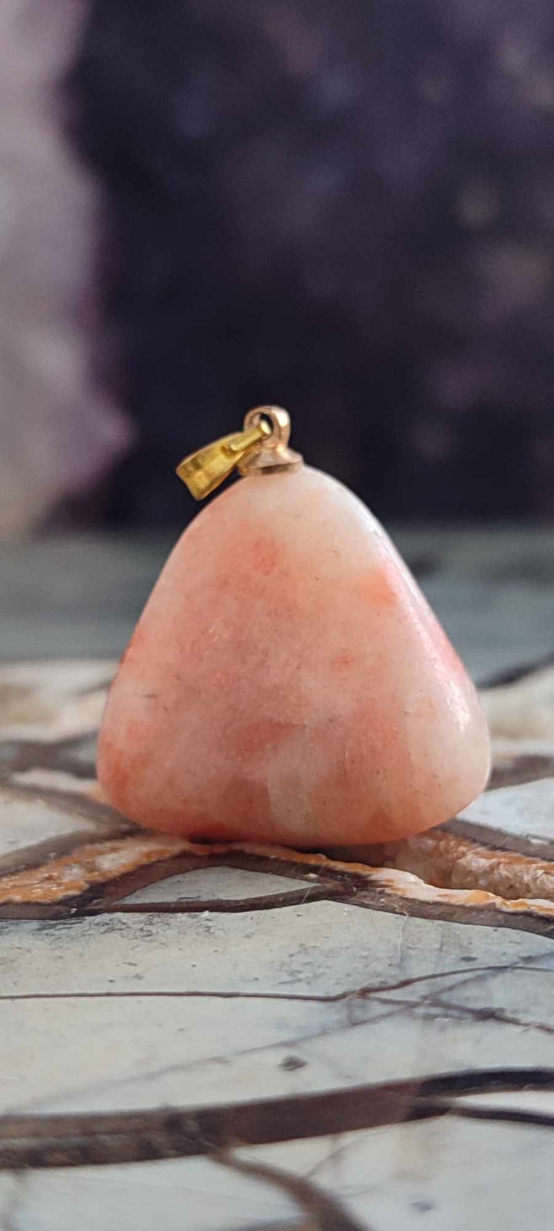 Cargue la imagen en el visor de la galería, Pierre du soleil Héliolite du Brésil pendentif Grade A++++ (fourni avec cordon) Pierre du soleil héliolite pendentif Dans la besace du p&#39;tit Poucet (Boutique Officielle)
