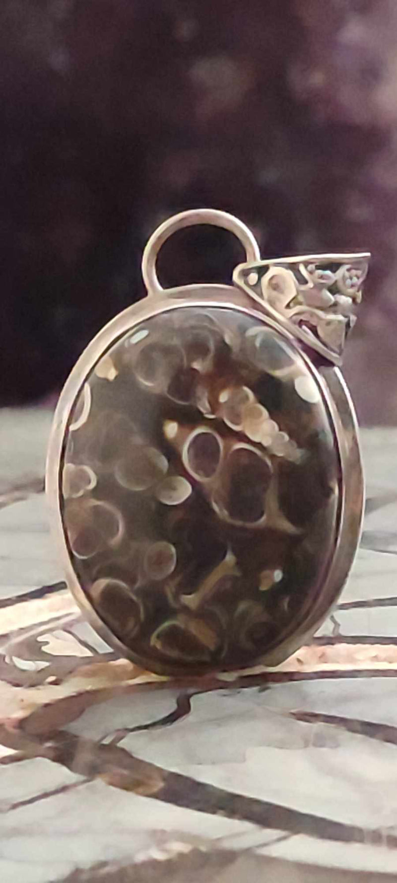 Chargez l&#39;image dans la visionneuse de la galerie, Agate Turitelle d&#39;Uruguay, pendentif monté sur Argent 925 Grade A++++ Agate Turitelles fossile pendentif Dans la besace du p&#39;tit Poucet (Boutique Officielle)
