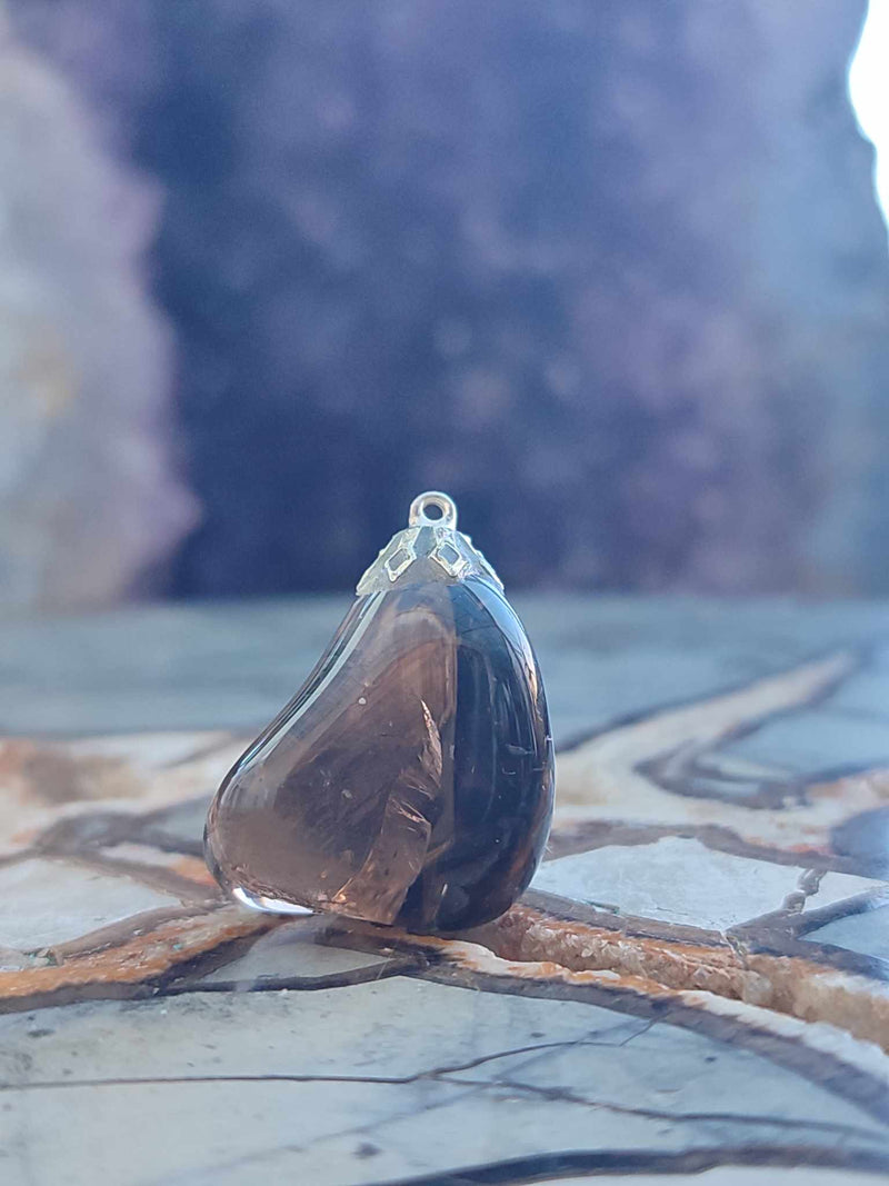 Chargez l&#39;image dans la visionneuse de la galerie, Quartz fumé du Brésil pendentif Grade A++++ Quartz fumé du Brésil pendentif Dans la besace du p&#39;tit Poucet (Boutique Officielle)
