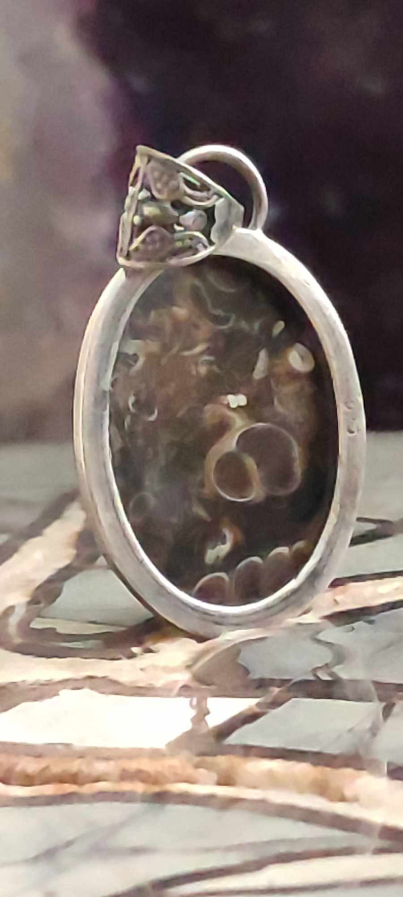 Chargez l&#39;image dans la visionneuse de la galerie, Agate Turitelle d&#39;Uruguay, pendentif monté sur Argent 925 Grade A++++ Agate Turitelles fossile pendentif Dans la besace du p&#39;tit Poucet (Boutique Officielle)
