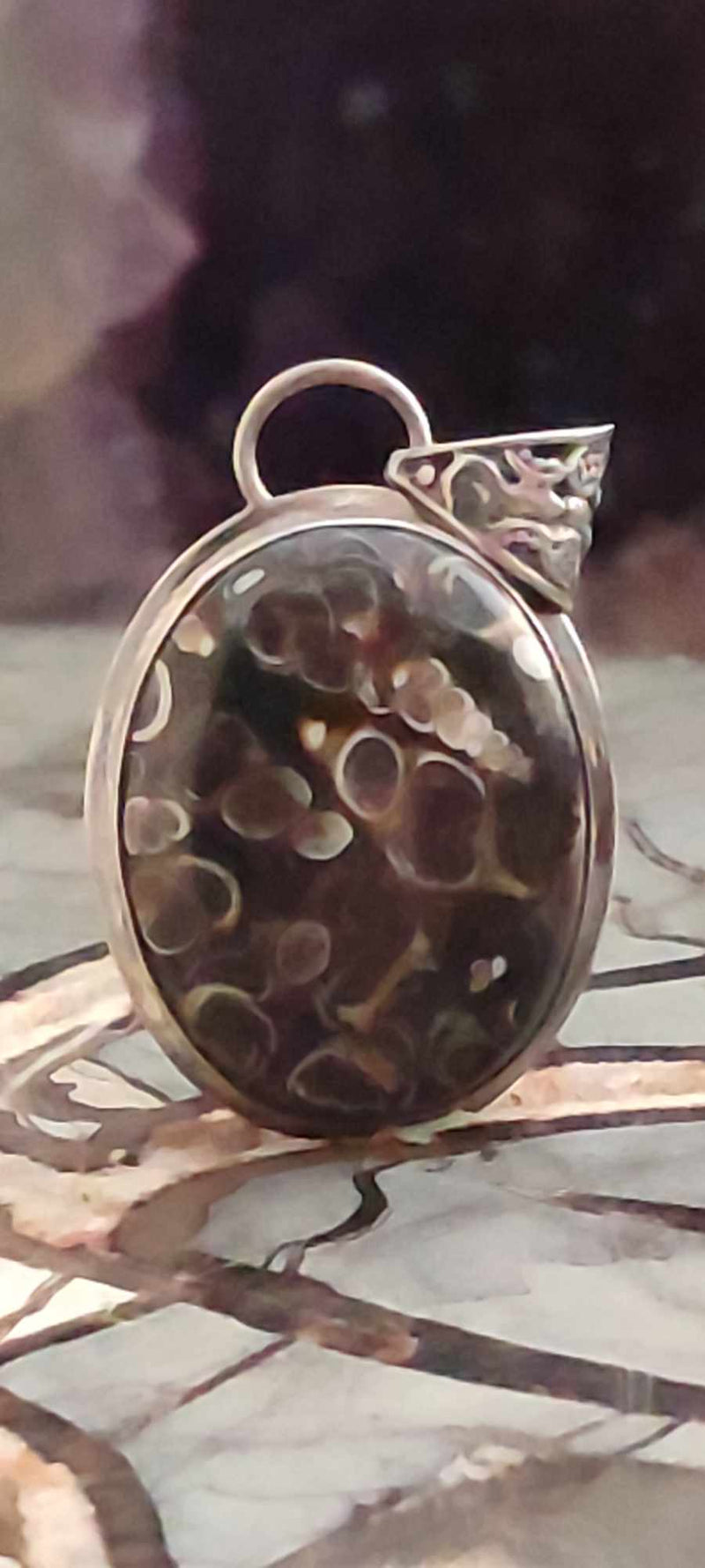 Chargez l&#39;image dans la visionneuse de la galerie, Agate Turitelle d&#39;Uruguay, pendentif monté sur Argent 925 Grade A++++ Agate Turitelles fossile pendentif Dans la besace du p&#39;tit Poucet (Boutique Officielle)
