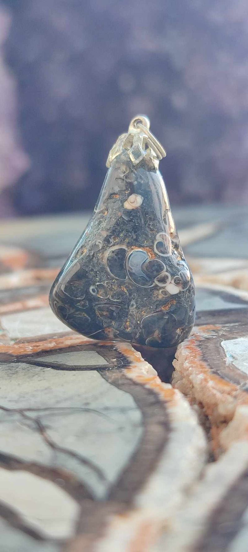 Chargez l&#39;image dans la visionneuse de la galerie, Agate Turitelle d&#39;Uruguay pendentif Grade A++++ Agate Turitelles fossile pendentif Dans la besace du p&#39;tit Poucet (Boutique Officielle)
