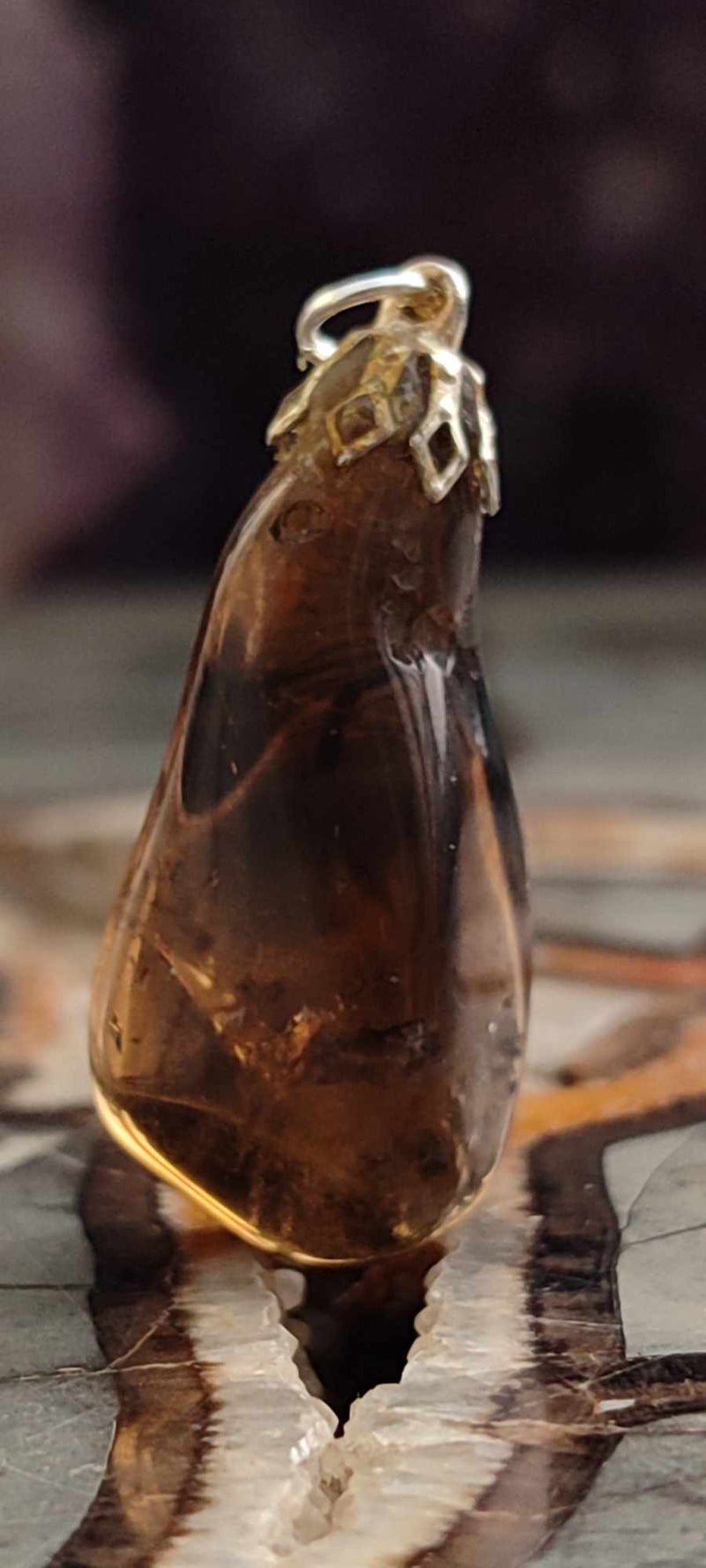 Load image into Gallery viewer, Citrine fumée naturelle et véritable du Brésil pendentif Grade A++++ (fourni avec cordon) Citrine naturelle pendentif Dans la besace du p&#39;tit Poucet (Boutique Officielle)
