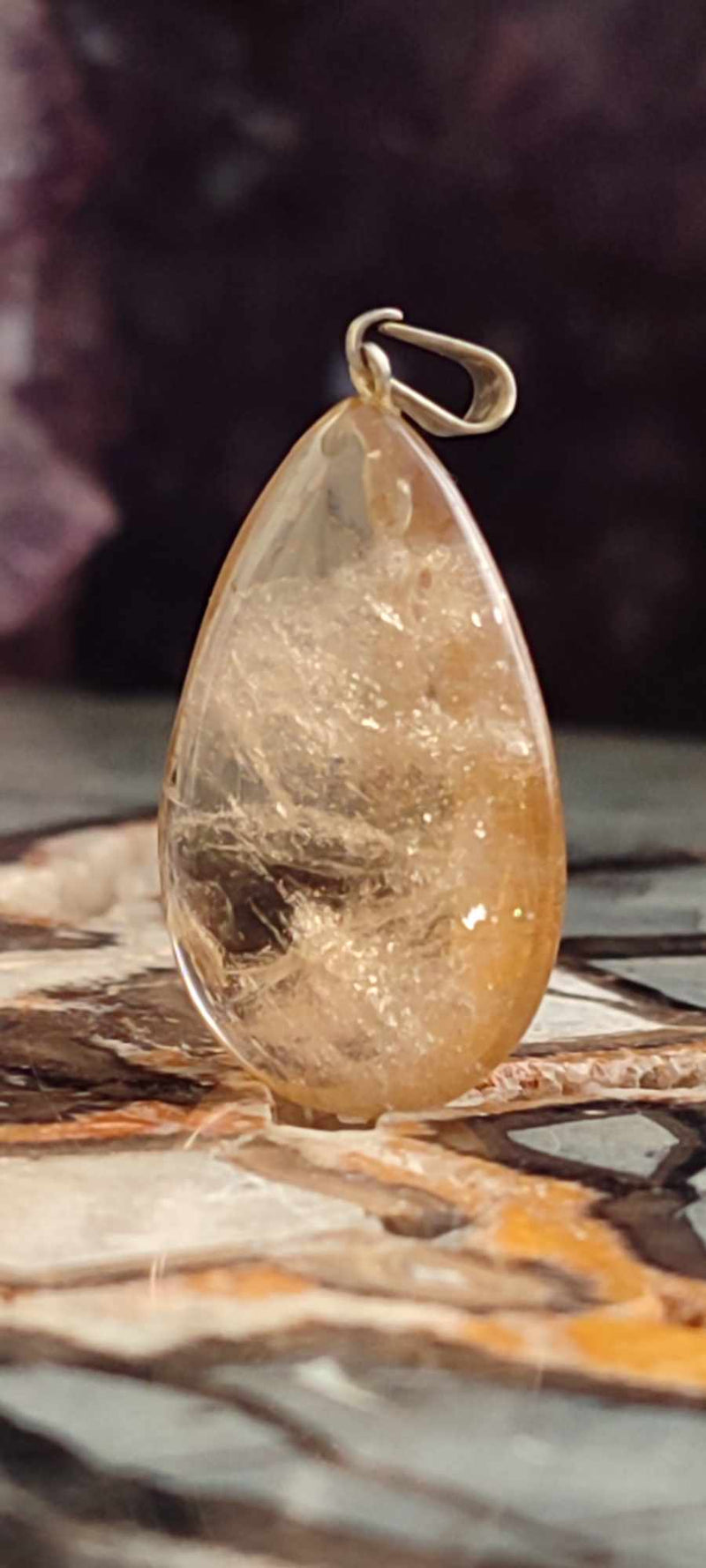 Load image into Gallery viewer, Citrine naturelle et véritable du Brésil pendentif Grade A++++ (fourni avec cordon) Citrine naturelle pendentif Dans la besace du p&#39;tit Poucet (Boutique Officielle)
