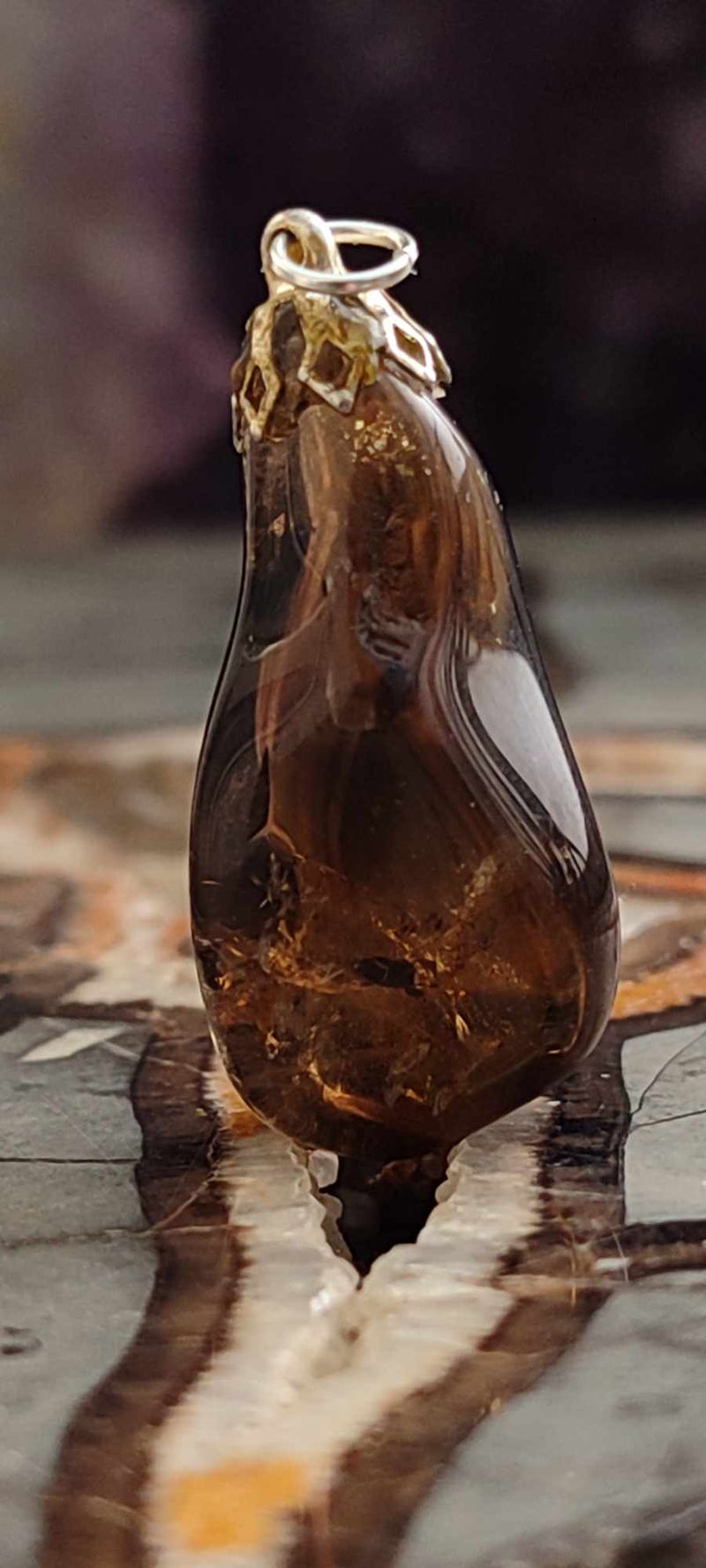 Load image into Gallery viewer, Citrine fumée naturelle et véritable du Brésil pendentif Grade A++++ (fourni avec cordon) Citrine naturelle pendentif Dans la besace du p&#39;tit Poucet (Boutique Officielle)
