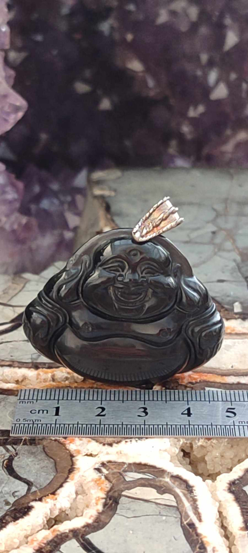 Cargue la imagen en el visor de la galería, Obsidienne larme d&#39;apache du Mexique Grade A++++ pendentif bouddha bélière argt 925 Pendentif Bouddha en Obsidienne Larme d&#39;Apache Dans la besace du p&#39;tit Poucet (Boutique Officielle)
